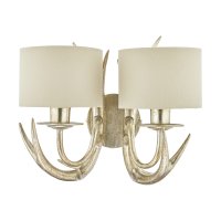 Laura Ashley Mulroy Antler 2lt Wall Light Champagne with Shades