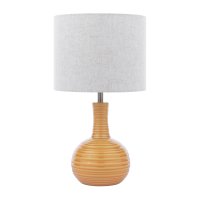 Laura Ashley Padley Table Lamp Yellow Ceramic and Antique Brass with Shade