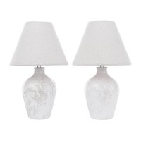 Laura Ashley Pussywillow Table Lamp Cream Ceramic and Polished Chrome with Shade (Twin Pack)