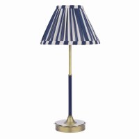 Laura Ashley Denwick Table Lamp Matt Antique Brass and Satin Blue with Shade