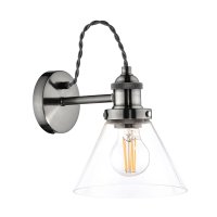 Laura Ashley Isaac Wall Light Satin Nickel Glass