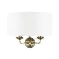 Laura Ashley Sorrento 2 Light Wall Light Antique Brass with Ivory Shade
