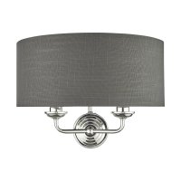 Laura Ashley Sorrento 2 Light Wall Light Polished Nickel with Charcoal Grey Shade