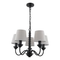 Laura Ashley Norbury 5 Light Armed Pendant Matt Black with Shade