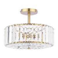 Laura Ashley Fernhurst 3 Light Semi-Flush Crystal and Antique Brass