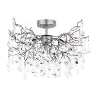 Laura Ashley Willow 3 Light Semi-Flush Satin Pewter and Crystal
