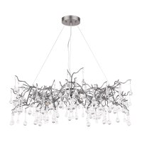 Laura Ashley Willow 5 Light Pendant Satin Pewter and Crystal