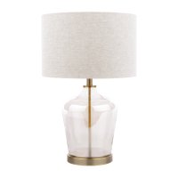 Laura Ashley Ockley Table Lamp Antique Brass and Champagne Glass with Shade