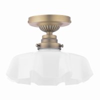 Laura Ashley Banham Semi-Flush Matt Antique Brass and White Glass