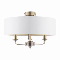 Laura Ashley Sorrento 3 Light Semi-Flush Antique Brass with Ivory Shade