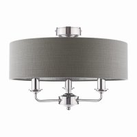 Laura Ashley Sorrento 3 Light Semi-Flush Polished Nickel with Charcoal Shade