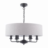 Laura Ashley Sorrento 6 Light Shadelier Matt Black with Natural Shade