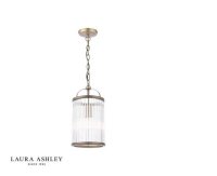 Laura Ashley Sutton Pendant Matt Antique Brass and Ribbed Glass