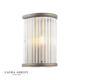 Laura Ashley Sutton Wall Light Matt Antique Brass and Ribbed Glass