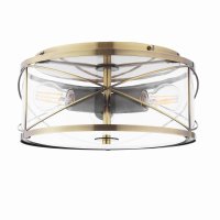 Laura Ashley Beckworth 3 Light Flush Antique Brass and Glass