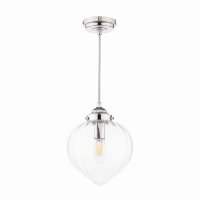 Laura Ashley Whitham Pendant Polished Nickel and Ribbed Glass