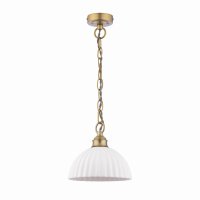 Laura Ashley Durford Pendant Matt Antique Brass and White Ceramic