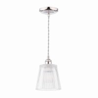 Laura Ashley Callaghan Pendant Polished Nickel and Ribbed Glass