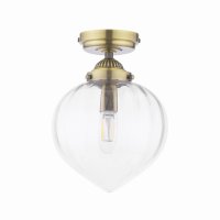 Laura Ashley Whitham Bathroom Ceiling Light Antique Brass and Ribbed Glass IP44