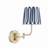 Laura Ashley Denwick Wall Light Matt Antique Brass and Satin Blue with Shade