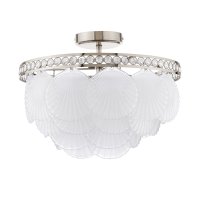 Laura Ashley Caverton 4 Light Semi-Flush Polished Nickel and White Glass