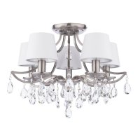 Laura Ashley Enstone 5 Light Semi-Flush Polished Nickel and Crystal with Shade
