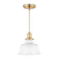 Laura Ashley Theodore Pendant Antique Brass and Ribbed Glass
