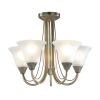 Dar Boston 5 Light Semi Flush Antique Brass