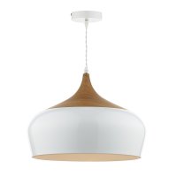 Dar Gaucho 1 Light Pendant White Large