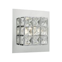 Dar Imogen Wall Light LED Glass Faceted Squares Pol Chr Frame
