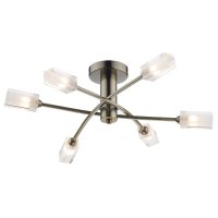 Dar Morgan 6 Light Semi Flush Antique Brass