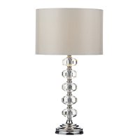 Dar Oleana Table Lamp Polished Chrome Crystal with Shade