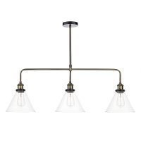 Dar Ray 3 Light Bar Pendant Antique Brass Clear