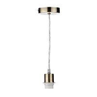 Dar 1 Light Antique Brass E27 Suspension with Clear Cable