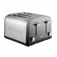 Tower 4 Slice 2 Tone Toaster Stainless Steel / Grey