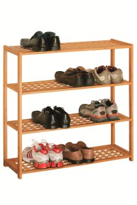 Premier Natural Walnut 4 Tier Shoe Rack