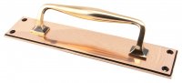 Polished Bronze 300mm Art Deco Pull Handle on Backplate