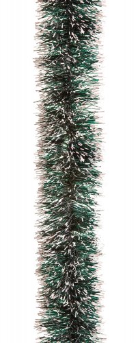 premier decorations tinsel garland green w/white tips 2m