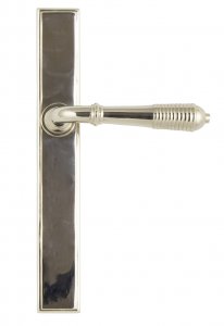 Polished Nickel Reeded Slimline Lever Latch Set