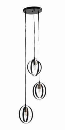 Oaks Lighting Orb 3 Light Spiral Pendant Black