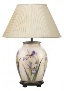 Jenny Worrall RHS Purple Iris Medium Glass Table Lamp