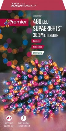 Premier Decorations SupaBrights Multi-Action 480 LED with Green Cable - Rainbow