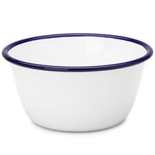 Falcon Enamelware Pudding Basin 12x6.5cm - White with Blue Rim