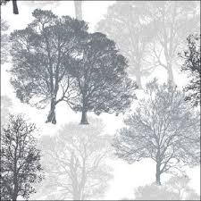 ambiente napkin 33cm - skeleton trees grey