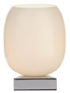 Dar Dino Touch Table Lamp Polished Chrome with White Glass Shade