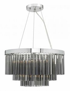 Dar Giovana 5 Light 3 Tier Pendant Polished Chrome/ Smoked