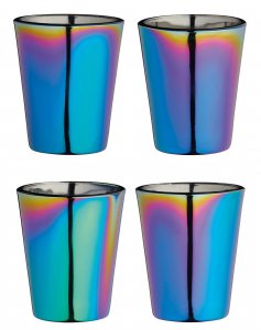 BarCraft Set of Four Metallic Finish Glass Shot Glasses