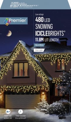 Premier Decorations Snowing IcicleBrights 480 LED with Clear Cable - Warm White