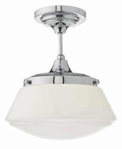 Dar Caden Bathroom Semi Flush Polished Chrome Opal Glass IP44