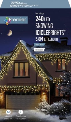 Premier Decorations Snowing IcicleBrights 240 LED with Timer - Warm White